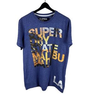Mens Y2K SuperDry Vintage Label Malibu Streetwear Graphic Shirt Size XL